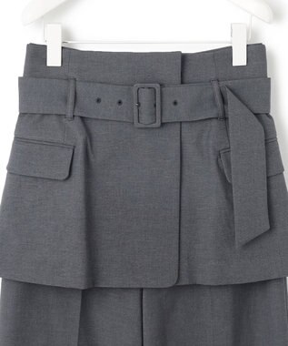 ICB L 【接触冷感・UVケア・撥水・洗える】LooseWeave  スカートレイヤードワイドパンツ チャコール系