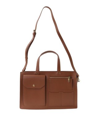 AMERICAN HOLIC マルチポケットスクエアＡ４ショルダートートバック Camel