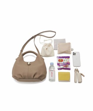 TOPKAPI 【TREASURE TOPKAPI】シュリンクレザー メタルパーツ 2WAY ショルダー バッグ グレージュ