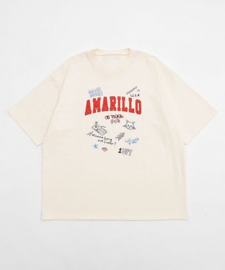 WEGO 【速乾/ひんやり/ユニセックス着用ITEM】接触冷感フロッキープリントグラフィックT（SS） ホワイト