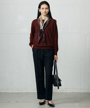 自由区 L 【カタログ掲載】ファインウールカシミヤクルーネック ニット ボルドー