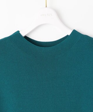 ANY SIS 【洗える】ボトルネックフレンチスリーブ ニットT ディープグリーン