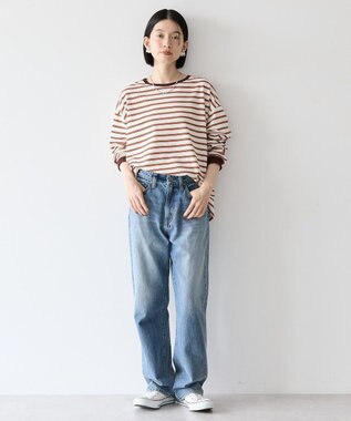 AMERICAN HOLIC ドロップショルダーカットプルオーバー Border Ivory