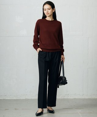 自由区 L 【カタログ掲載】ファインウールカシミヤクルーネック ニット ボルドー