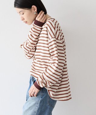 AMERICAN HOLIC ドロップショルダーカットプルオーバー Border Ivory