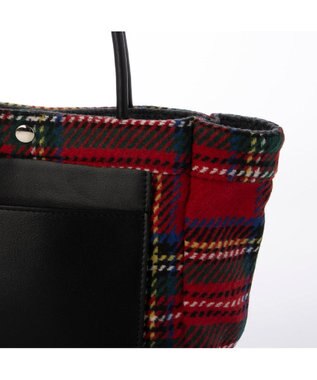 UNBILLION VERYコラボ カシュカシュ cachecache / ウールリバーシブルチェックトートバッグ レッド