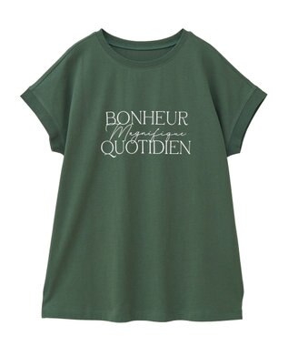 Green Parks フレンチスリーブ筆記体ロゴチュニック Green