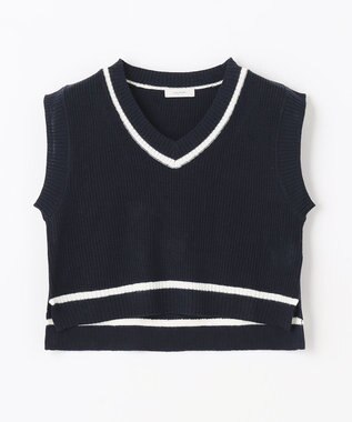 ANY KIDS ニットベスト × ワンピース セット ネイビー×ギンガム