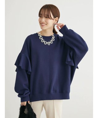 Green Parks ・ＳＵＧＡＲ　ＳＰＯＯＮ　ラッフルショルダースウェット Navy