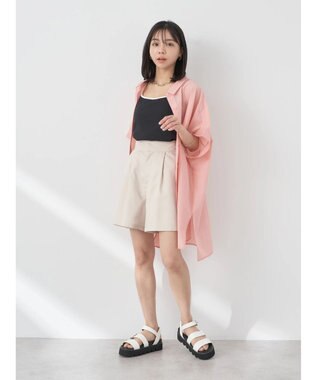 earth music&ecology 配色ステッチＢＩＧシャツ Pink