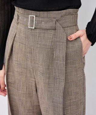 uncrave グレンチェック ワイドパンツ ブラウンチェック