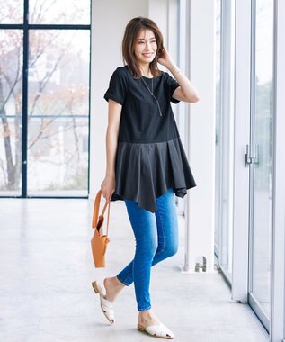 Tiaclasse 【洗える】イレギュラーヘムチュニックブラウス ブラック×ブラック