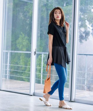 Tiaclasse L 【洗える】イレギュラーヘムチュニックブラウス ブラック×ブラック