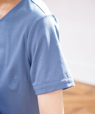 Tiaclasse 【洗える】イレギュラーヘムチュニックブラウス ブルー×ブルー