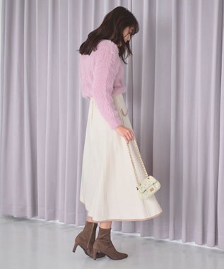 Feroux 【洗える】バイカラーフレア スカート アイボリー系