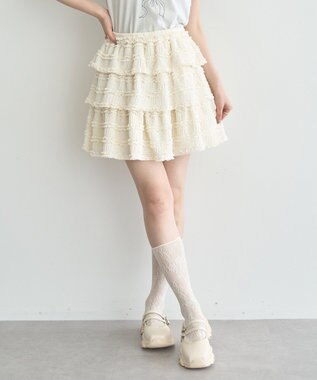 earth music&ecology 【2WAY】フリフリミニスカート Ivory