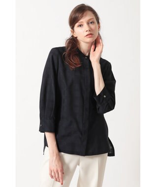 DAKS シャドーチェック 7分袖オーバーシャツ