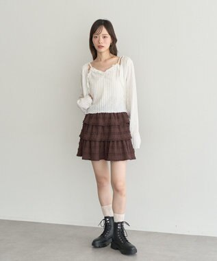 earth music&ecology 【2WAY】フリフリミニスカート Brown