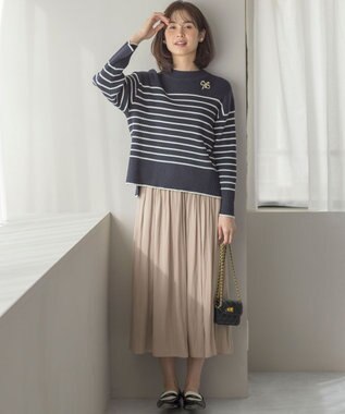 組曲 L 【WEB限定カラーあり】ギャザーライトデシン パンツ ベージュ系