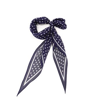 Marca ＜洗えるシルク＞ドット 菱形スカーフ Marcaオリジナル ウォッシャブルシルクローン ネイビー