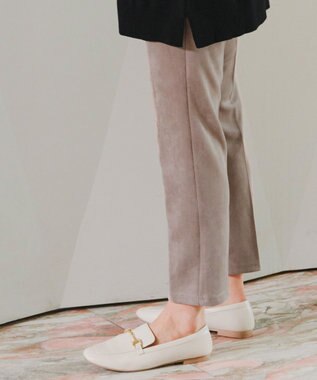 Tiaclasse 【洗える】スエードポンチテーパードパンツ グレージュ