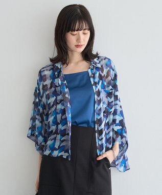 YECCA VECCA [2SET]キャミ付きシアージオメ柄シャツ Blue