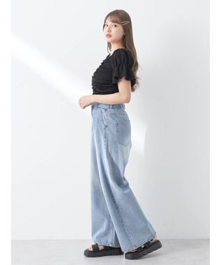 earth music&ecology タックホックデニムパンツ Light Indigo