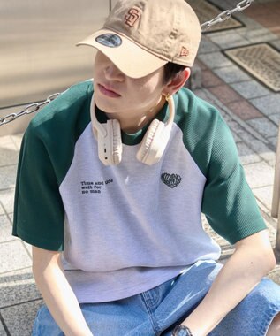 WEGO 【ユニセックス着用ITEM/MLサイズ展開】ワッフルラグランT（SS） アッシュグレー