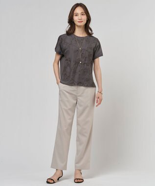 J.PRESS LADIES 【セットアップ対応】ファンマートロストレッチ テーパード パンツ グレージュ系