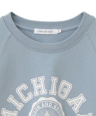 AMERICAN HOLIC ＭＩＣＨＩＧＡＮ　ラグランスウェット Sax