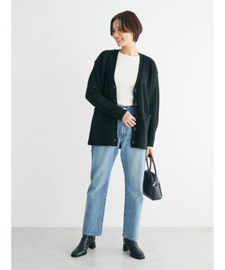 Green Parks 杢調Ｖネックカーディガン Black