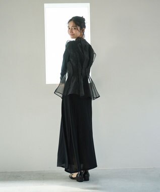 #Newans オーガンジーパネルブラウス ブラック