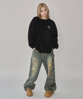 WEGO 【ユニセックス着用ITEM】別注BENDAVISワンポイントT（LS） ブラック