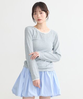 earth music&ecology アイレットジャカードタイトプルオーバー Gray