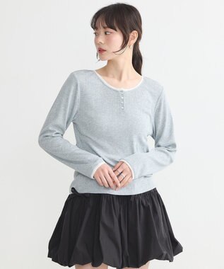 earth music&ecology アイレットジャカードタイトプルオーバー Gray