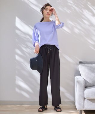 ANY L 【洗濯機可能/接触冷感/UVケア/イージーケア】清涼リラックスパンツ ブラック