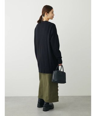 Green Parks もちやわ　Ｖネックミディ丈ニットカーディガン Black