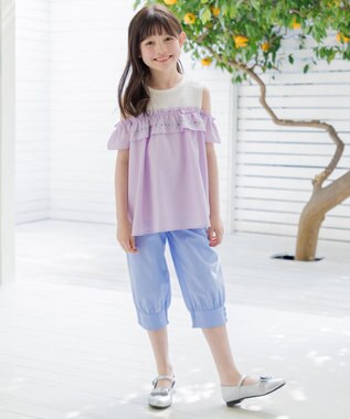 組曲 KIDS  【150-160㎝】 クロスステッチオフショルトップス ラベンダー