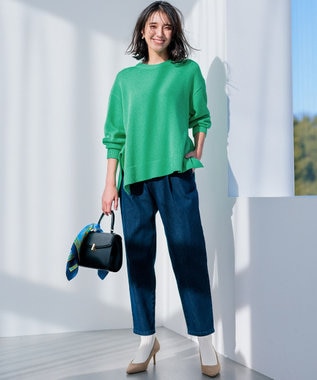 組曲 ライトデニム テーパードクロップドパンツ ネイビー系