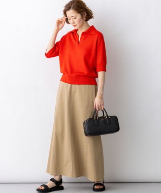 23区 【先行予約】ピュアリネン スキッパー ポロニット レッド系