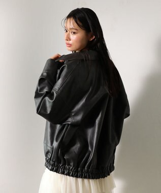 Green Parks ・ＥＬＥＮＣＡＲＥ　ＤＵＥ　合皮ステンカラーブルゾ Black