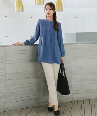 Tiaclasse 【洗える】スエードポンチテーパードパンツ アイボリー