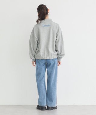 earth music&ecology Ｃｈａｍｐｉｏｎ×ｅｍａｅハーフジップハートスウェット Gray Mixture