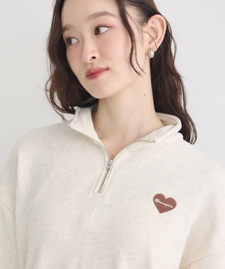 earth music&ecology Ｃｈａｍｐｉｏｎ×ｅｍａｅハーフジップハートスウェット Oatmeal