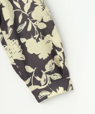 自由区 バイカラーフラワープリント ワンピース グレー×イエロー