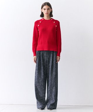 BEIGE， TRIPHANE / ハイウエストツイードタックパンツ Navy Mix