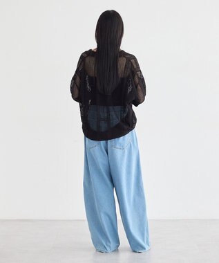 earth music&ecology レーシースキッパーポロニットプルオーバー Black