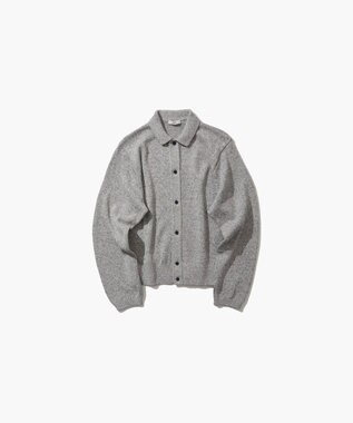 ATON SILK WASHI LILIYARN | ポロニットカーディガン LIGHT GRAY