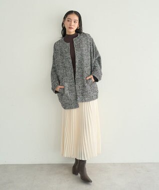 YECCA VECCA サテンプリーツスカート Ivory