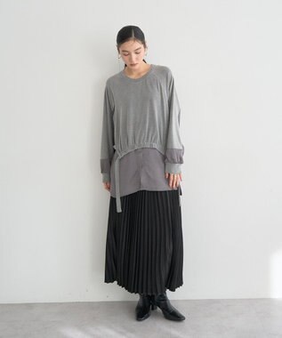 YECCA VECCA サテンプリーツスカート Black